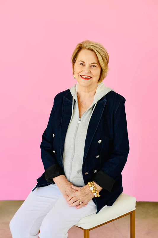 Helen Blazer - Rinse Denim with Grey Hoodie