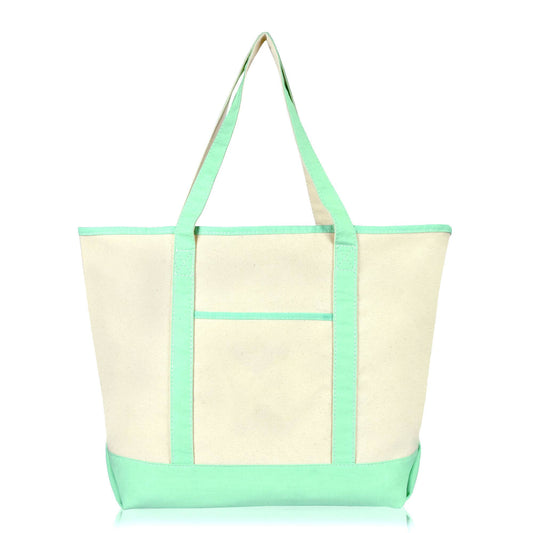 Mint Green Tote Bag with Custom Monogram