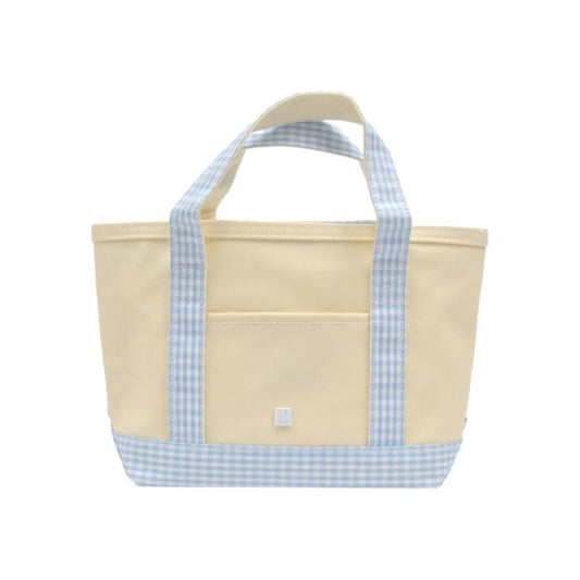 Mini Tote Coated Canvas Natural with Gingham Trim