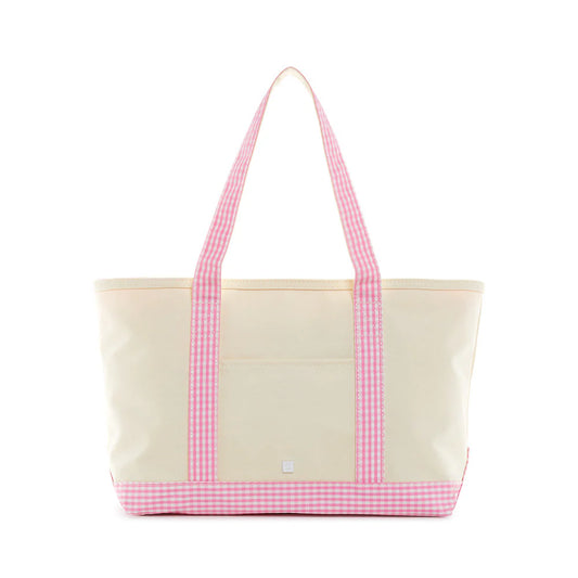 Gingham Pink Medium Tote - Coated Canvas