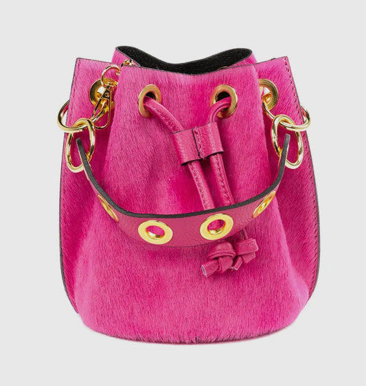 Cowhide Bucket Bag - Fuschia