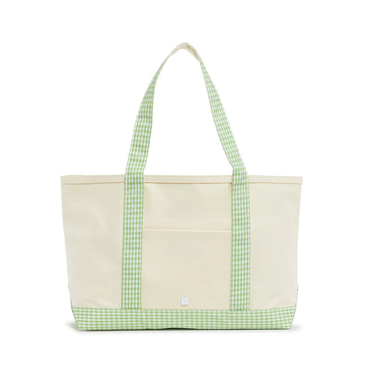 Gingham Leaf Medium Tote - Coated Canvas