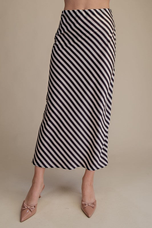 Kendall Skirt - Black/Sand Stripe