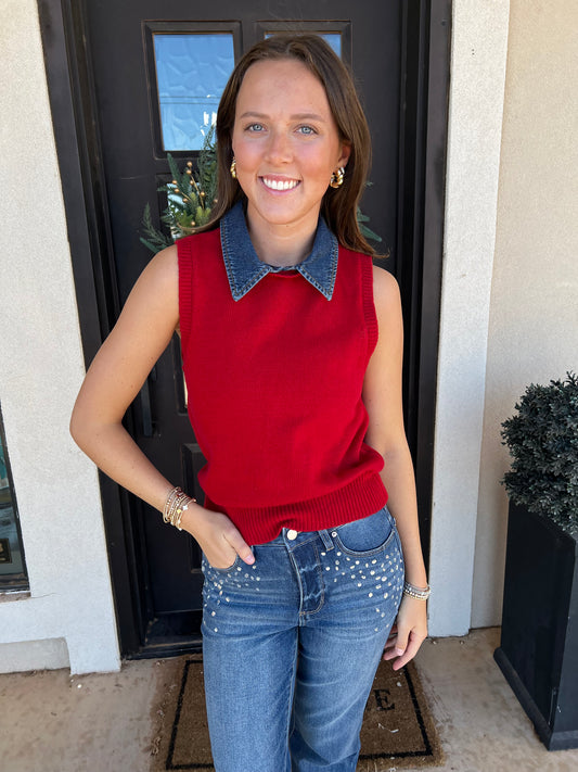 Reiner Red Pepper Sweater Vest