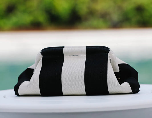 The Dolly Clutch - Black/White Stripe
