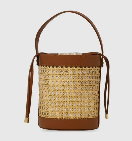 Leather Bucket Bag - Camel