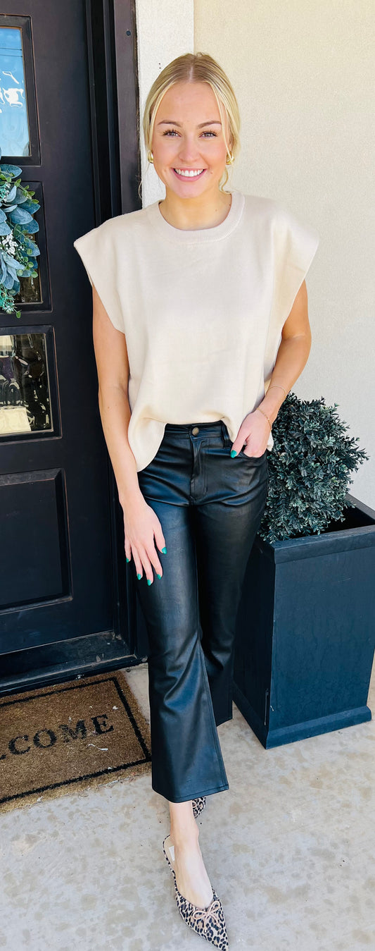 Jeanne Flare Leather Pant