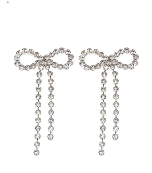 Rhinestone Bow Earrings