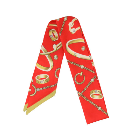 Ring and Chains Scarf - Red