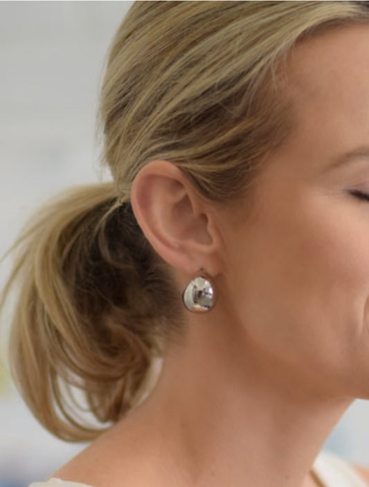 Eyes On Me Dome Earrings - Silver