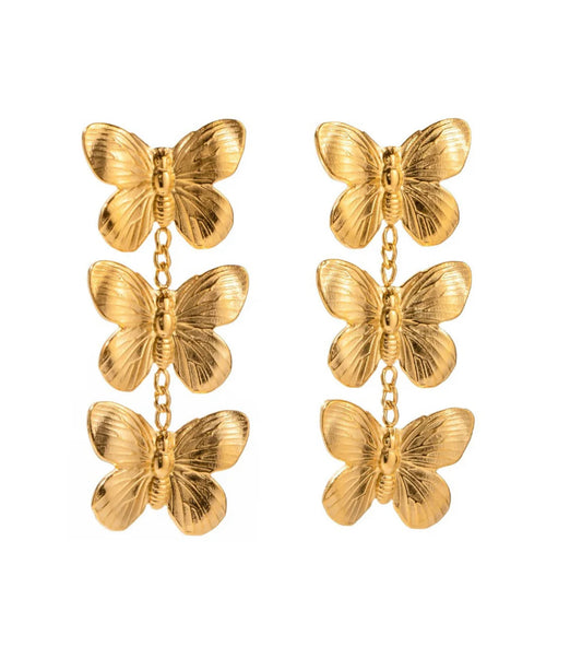 Triple Butterfly Studs