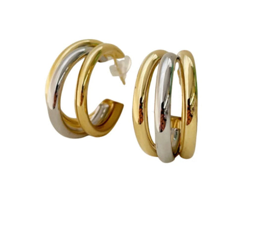 Triple Threat Mixed Metal Hoops