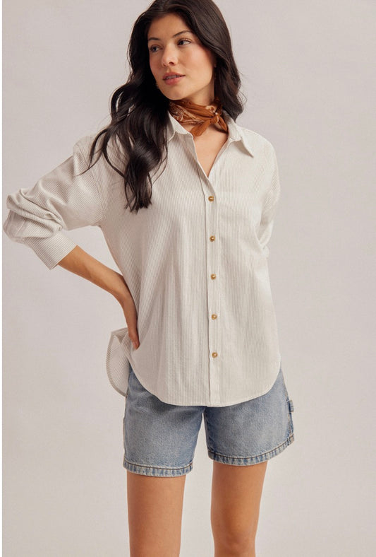 Boyfriend Pinstripe Shirt - Ivory