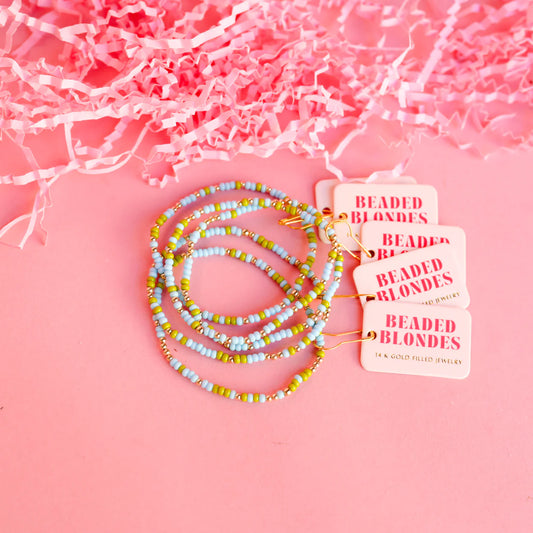 Lime Green and Blue Sprinkle Bracelet