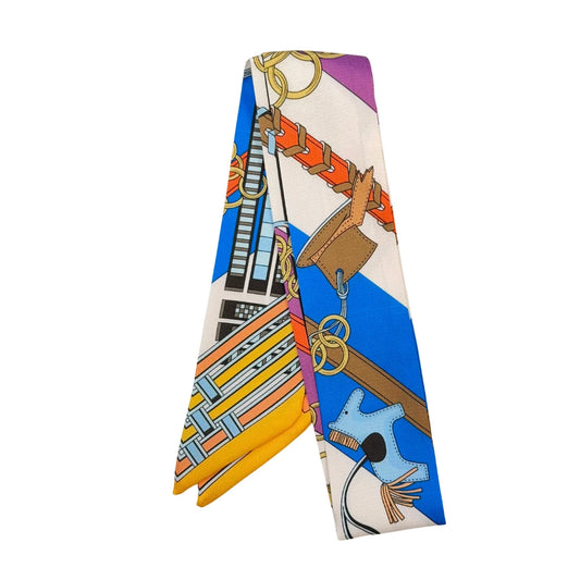 Purple Chains & Geometric Skinny Scarf