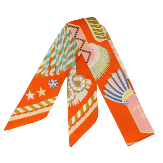 Orange Festive Rainbow Skinny Scarf
