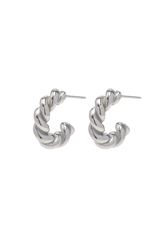 Silver Twist Hoops