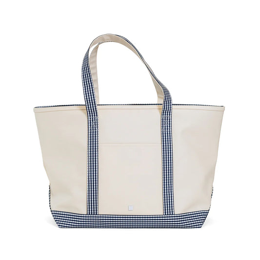 Maxi Tote - Coated Canvas Gingham Navy Trim