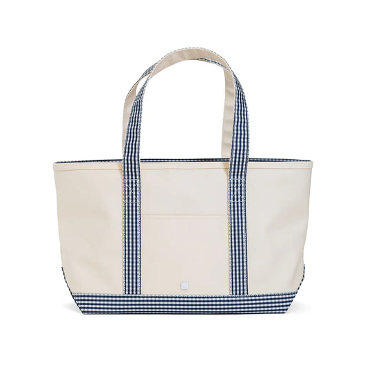 Medium Tote - Coated Canvas Gingham Navy Trim