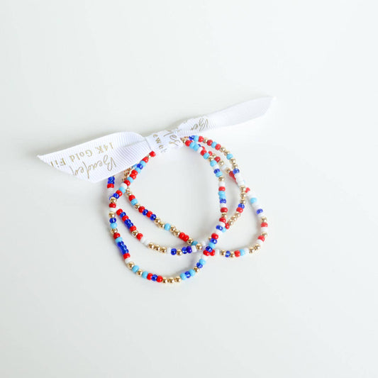 Beaded Blondes - Red White & Blue Sprinkle Bracelets (Set of 3)
