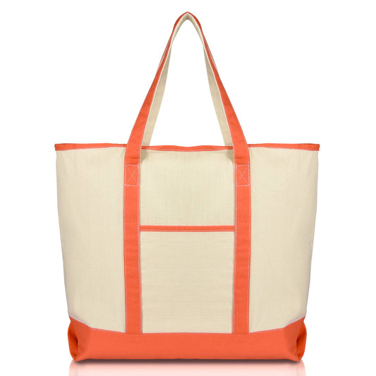 Orange Tote Bag with Custom Monogram