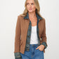 Clarissa Mixed Media Denim Jacket - Tobacco