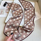 Beige Polka Dot Silk Scarf
