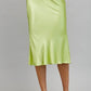 Chartreuse Satin Skirt