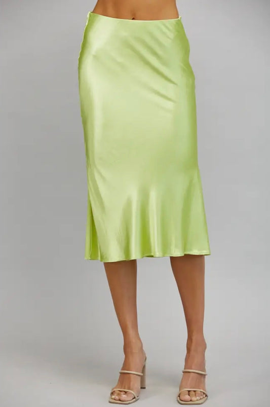 Chartreuse Satin Skirt