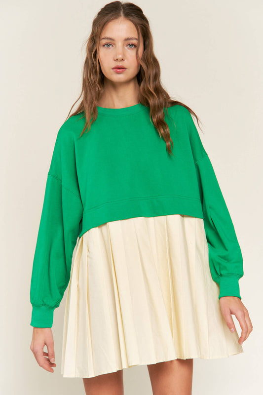 Green Colorblock Mini Dress