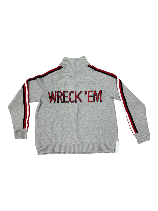 Wreck Em Varsity Stripe Quarter Zip - Grey