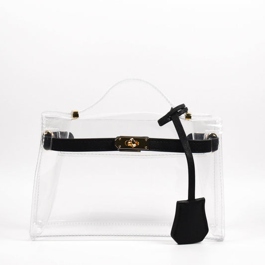Gameday Luxe - The Mini Andrea Clear Top Handle Bag: Black