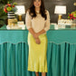 Chartreuse Satin Skirt