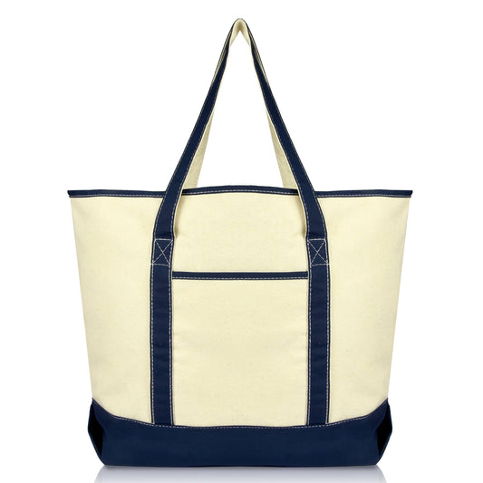 Navy Tote Bag with Custom Monogram