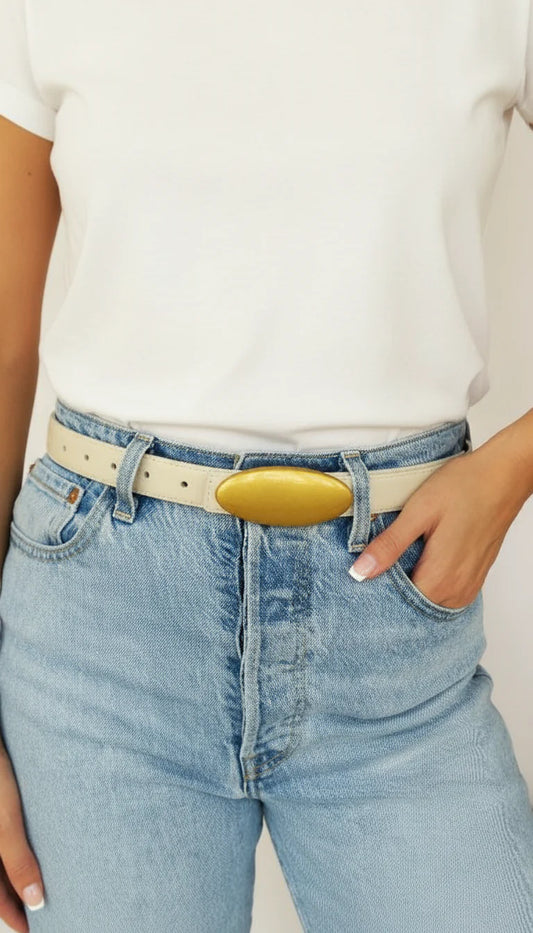 Brushed Oval Buckle Belt