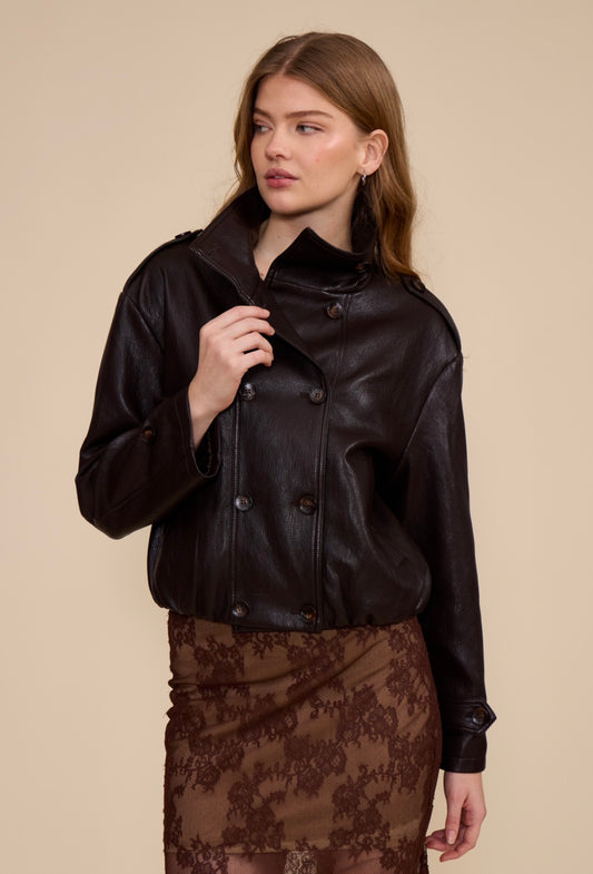 Corina Funnel Neck Jacket - Brown