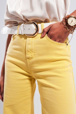 Wide Leg Jeans - Sunshine Yellow