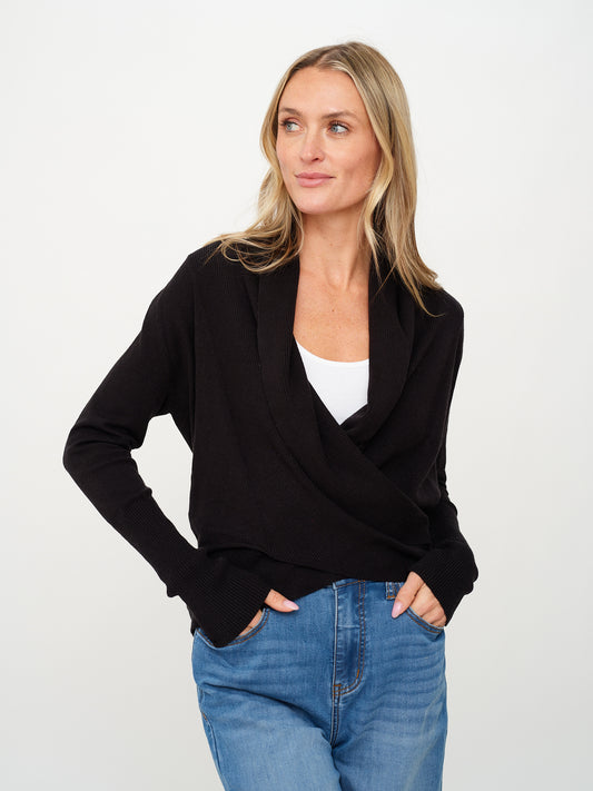Ellie Criss Cross Cardigan - Black
