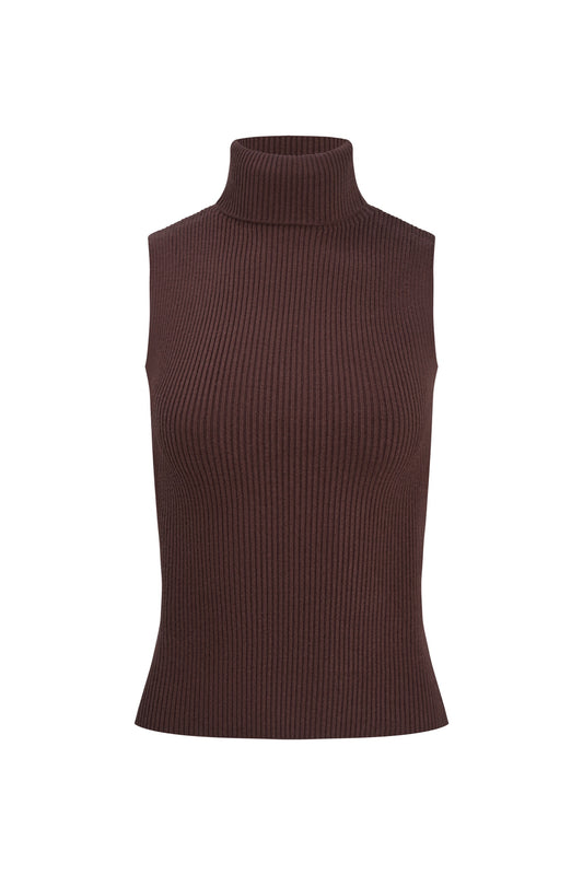 Annie Sleeveless Sweater - Brown