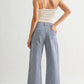 Navy Gingham Barrel Jean