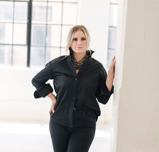 Ruffle Shirt Black - Long Sleeve