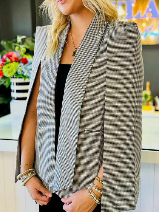 Houndstooth Cape Blazer