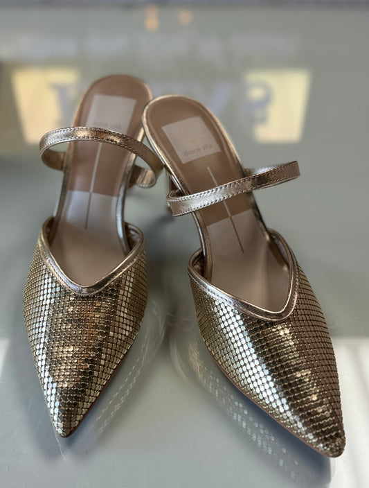 Kanika Mesh Gold Metallic Heel