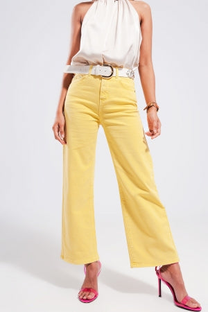 Wide Leg Jeans - Sunshine Yellow