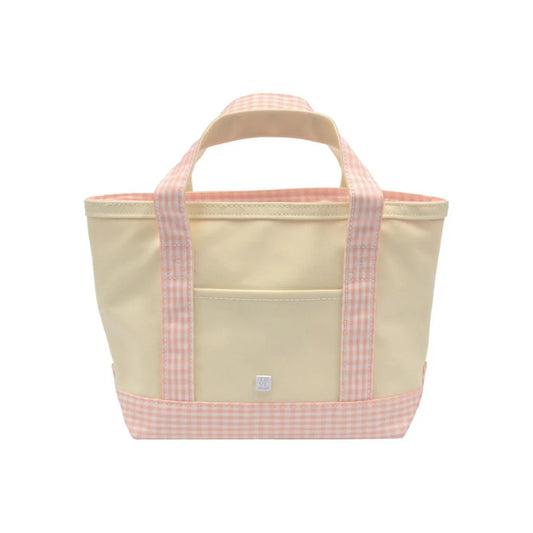 Mini Tote Coated Canvas Natural with Gingham Trim