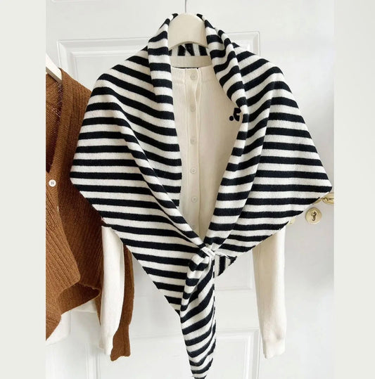 Black and White Wool Shawl
