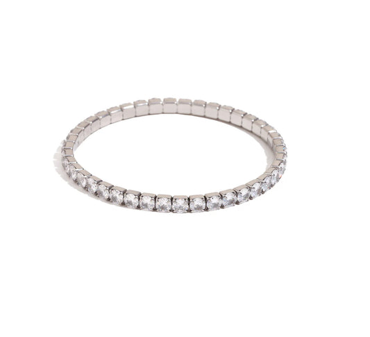 4mm Stretchy Tennis Bracelet - Silver