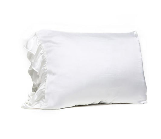 Silky Ruffle Pillow Case - White