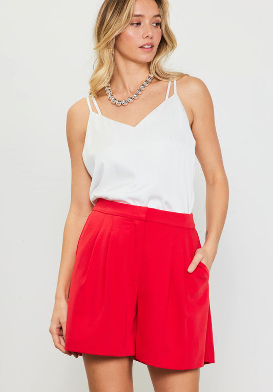 Firecracker Pleated Shorts - Red