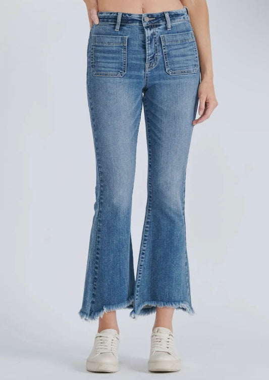 Happi Cropped Flare Jeans - Medium Wash